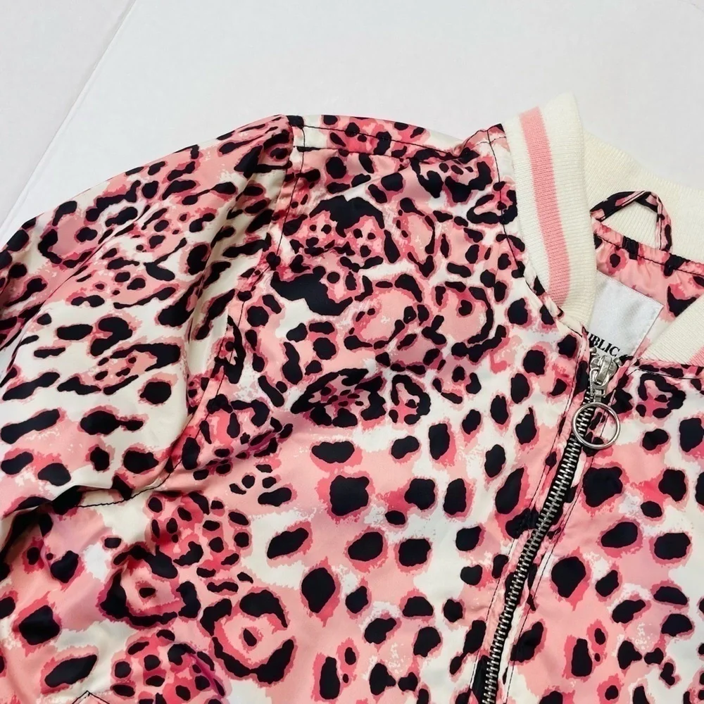 URBAN Republic Girl’s Pink Leopard Animal Print Bomber Jacket Size L/6X